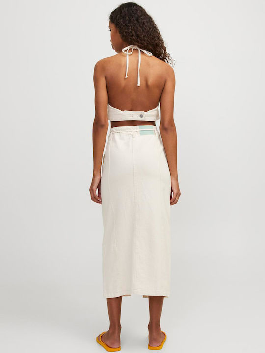 Jack & Jones Denim High Waist Maxi Skirt White