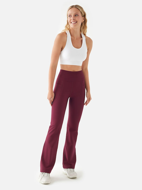 Women's Bell Bottom Pocket Sweatpants Maroon