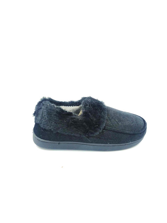 Jomix Closed Women's Slippers With fur in Black color