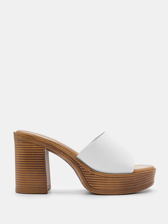 Luigi Heel Mules White