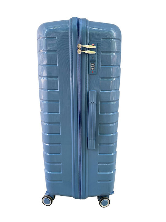 Valiză Ormi Esh-8013 din polipropilenă rigidă, înălțime 75cm, albastră, 75x50x30cm