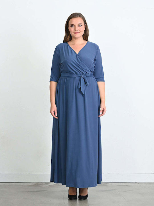 Bubble Chic Summer Maxi Dress Wrap Blue