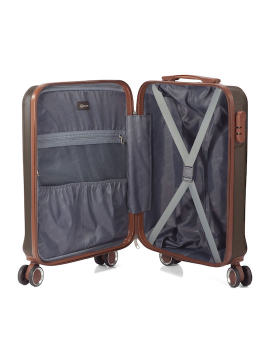 Benzi Cabin Hard Brown Suitcase With 4 Wheels Height 55cm