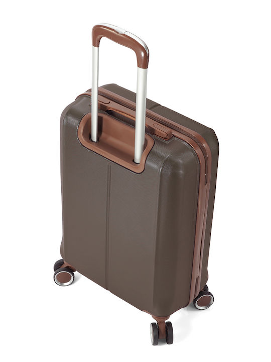Benzi Cabin Hard Brown Suitcase With 4 Wheels Height 55cm