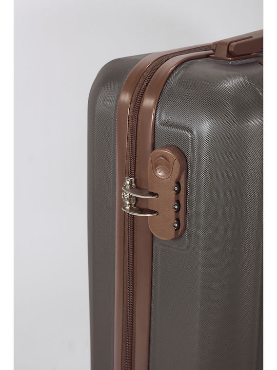 Benzi Cabin Hard Brown Suitcase With 4 Wheels Height 55cm