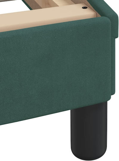 Single Upholstered Bed with Fabric Dark Green with Slats and Mattress 80x200cm