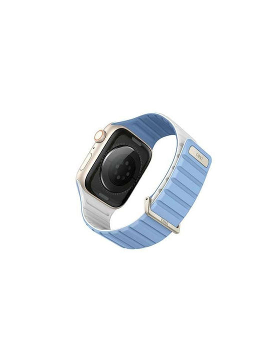 Uniq Ιμάντας Revix Evo Apple Watch Series 1 2 3 4 5 6 7 8 9 Se Se2 38 40 41mm Αντιστρεψιμος Μαγνητικός Μπλε-λευκός/σκόνη Μπλε-λευκός