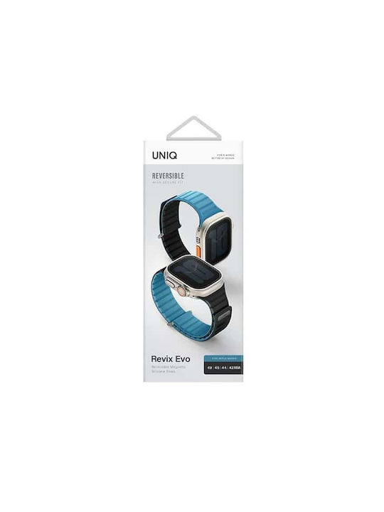 Uniq Revix Evo Apple Watch Series 1 2 3 4 5 6 7 8 9 Se Se2 Ultra Ultra2 42 44 45 49mm Reversible Magnetic Strap Blue-Black/Pacific