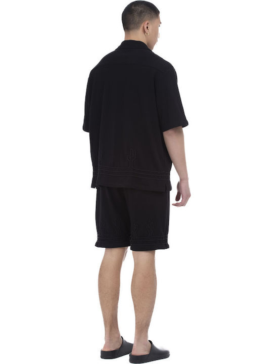 Kurzärmlig Baumwolle Hemd Black
