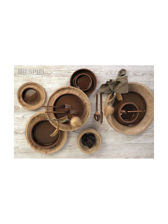 Espiel Serving Bowl Round Ceramic Beige with Diameter 21.5cm