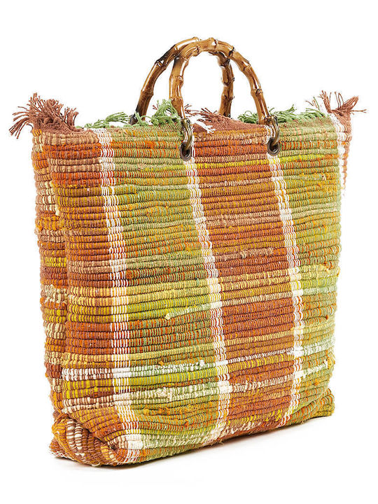 Green Women's Beach Bag 14-0261 Cotton Orange