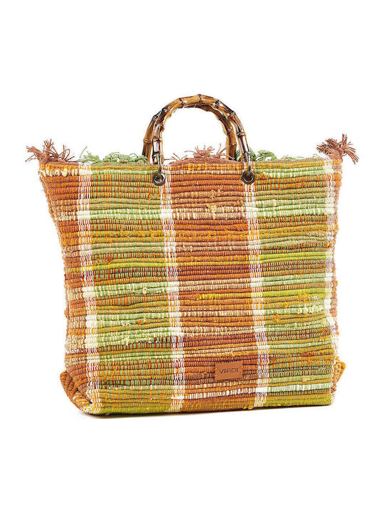 Green Women's Beach Bag 14-0261 Cotton Orange