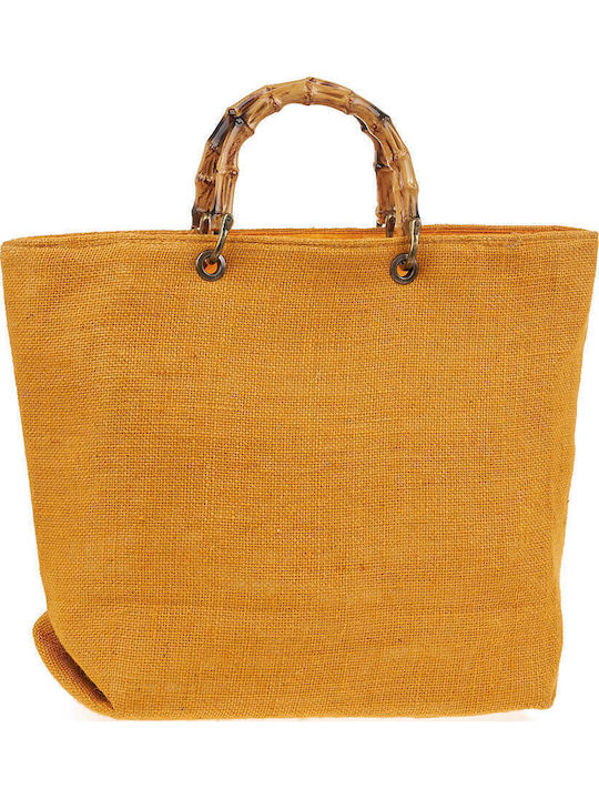 Verde Women's Beach Bag 14-0268 Jute Yellow