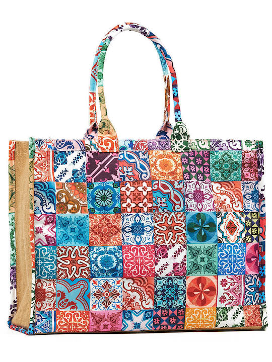 Verde Damen Strandtasche 14-0292 Jute Beige