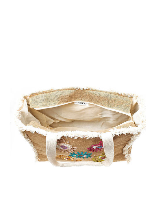 Verde Damen Strandtasche 14-0230 Jute Beige