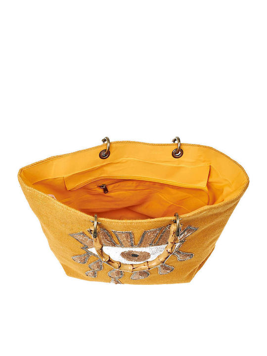 Verde Women's Beach Bag 14-0268 Jute Yellow