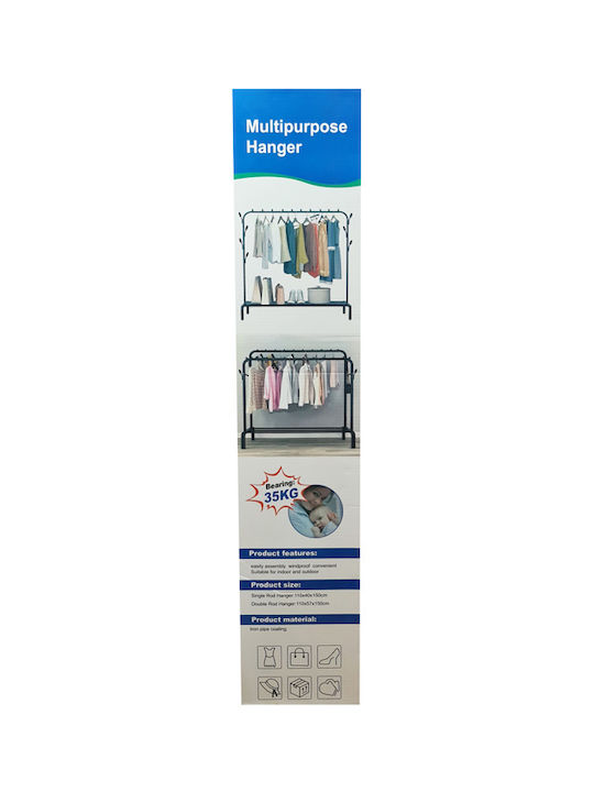 Home Use Floor Garment Rack made of Metal Black 110x40x150cm