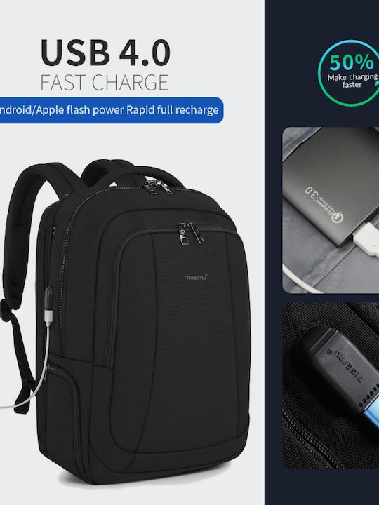 Tigernu Wasserdichte Rucksack für Laptop 17 mit USB-Anschluss in Schwarz Farbe T-B3143XL-Schwarz