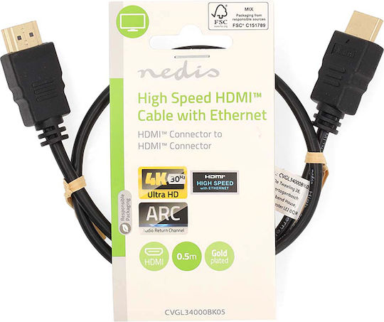 Nedis HDMI 1.4 High Speed 1080p 120Hz Cable HDMI Male - HDMI Male 0.5m Black