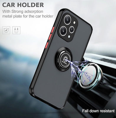 Xiaomi Redmi Note 13 Pro+ Tpu+pc Hybrid Shockproof Armor Case 360 Degree Metal Rotating Ring Black Oem