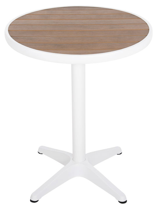 Alexa Outdoor Dinner Free Standing Table with Polywood Surface and Aluminum Frame Natural 60x60x73cm