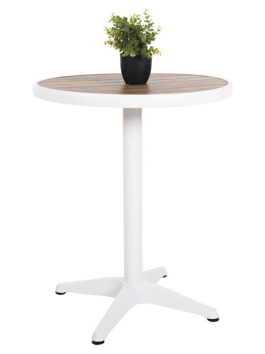 Alexa Outdoor Dinner Free Standing Table with Polywood Surface and Aluminum Frame Natural 60x60x73cm