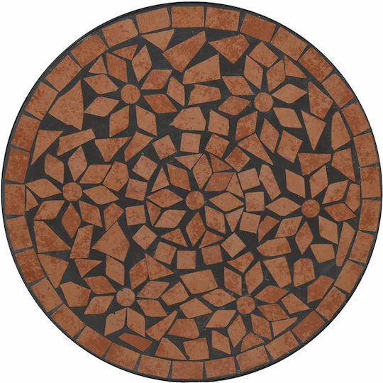 Outdoor Dinner Free Standing Table with Ceramic Surface and Metal Frame Terracotta 50x50x70cm
