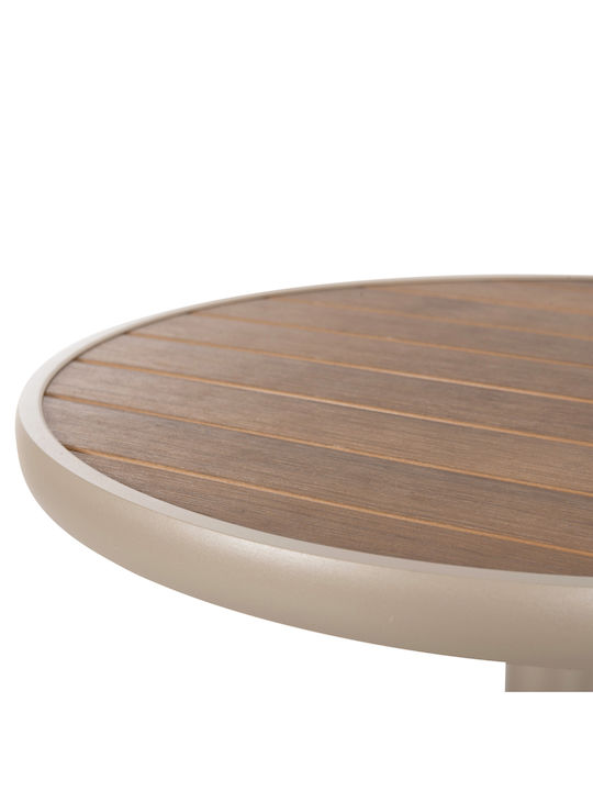 Alexa Outdoor Dinner Table with Polywood Surface and Aluminum Frame Natural 60x60x73cm