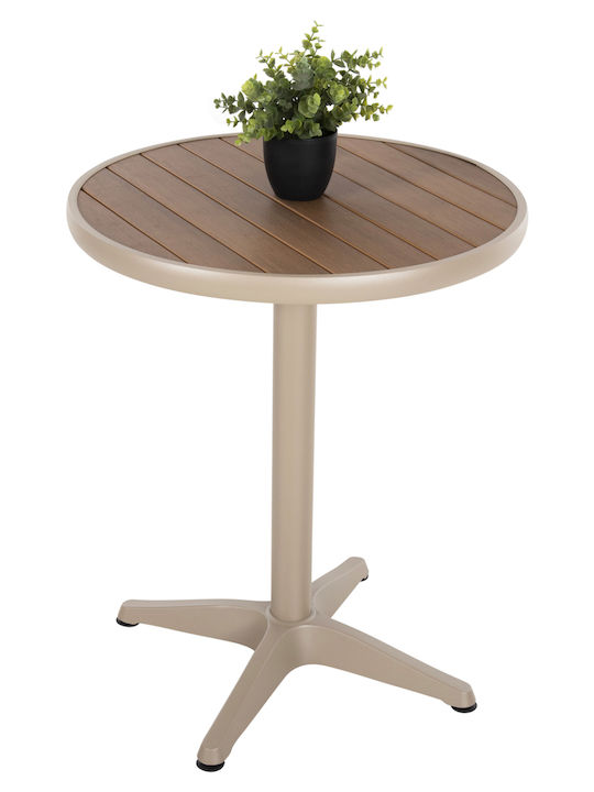Alexa Outdoor Dinner Table with Polywood Surface and Aluminum Frame Natural 60x60x73cm