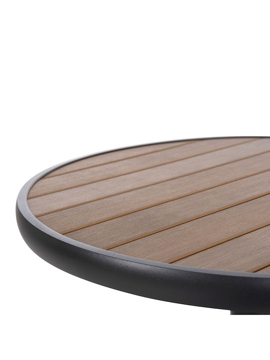 Outdoor Dinner Table with Polywood Surface and Aluminum Frame Natural 60x60x73cm
