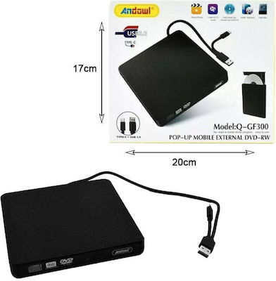 Andowl External DVD/CD Reading and Writing Drive Desktop Laptop Q-gf300 Pop-up Mobile External DVD-RW