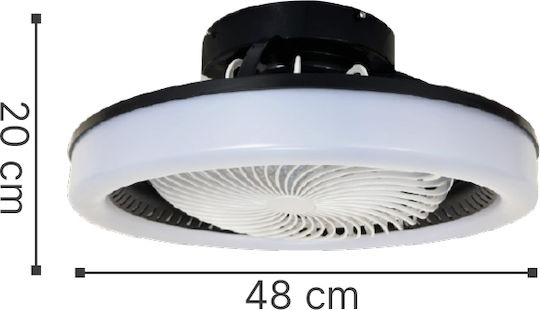 Ceiling Fan 48cm with Light and Remote Control Black