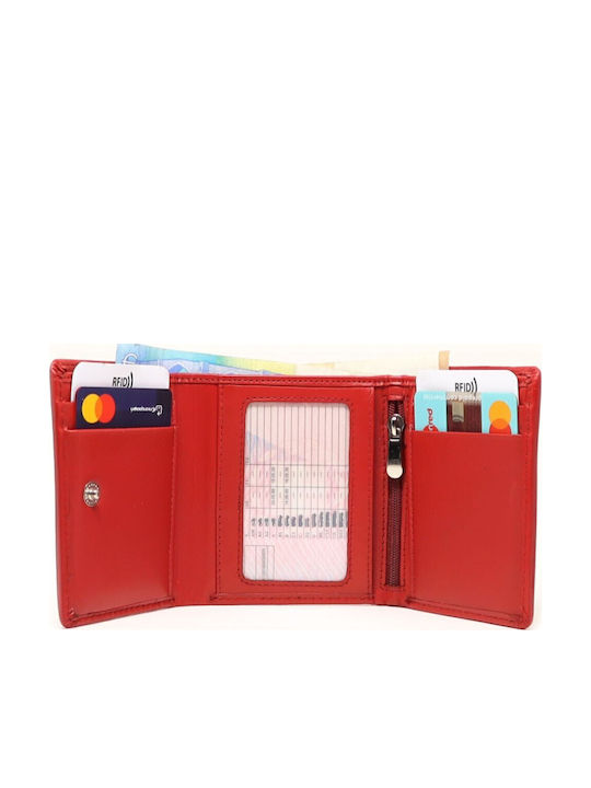 Μικρό Δερμάτινο Γυναικείο Πορτοφόλι με RFID Κόκκινο