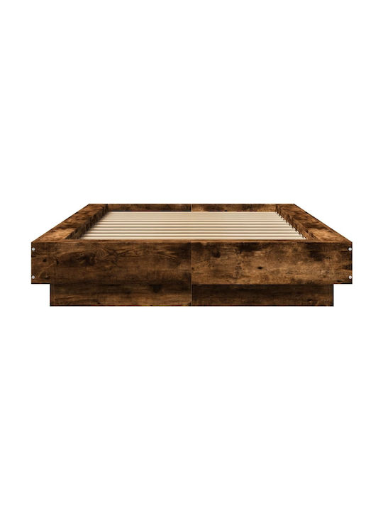 Single Wooden Brown Bed Base with Slats for Mattress 100x200cm