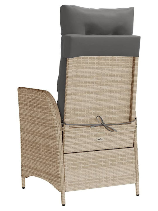 Außenstuhl Rattan Mixed Beige mit Kissen 2Stück 57x61x93cm.