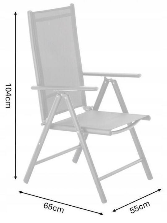 Scaun de Exterior Aluminiu Gri 1buc 65x55x104cm.