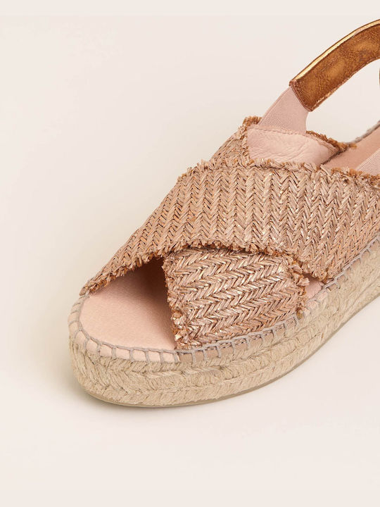 Gaimo Women's Leather Platform Espadrilles Gold