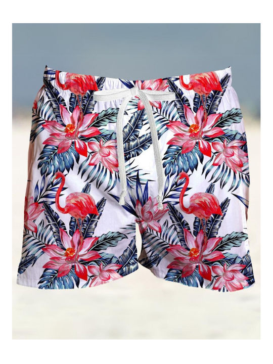 Costum de baie bărbați Pantaloni Scurți Alb cu Modele
