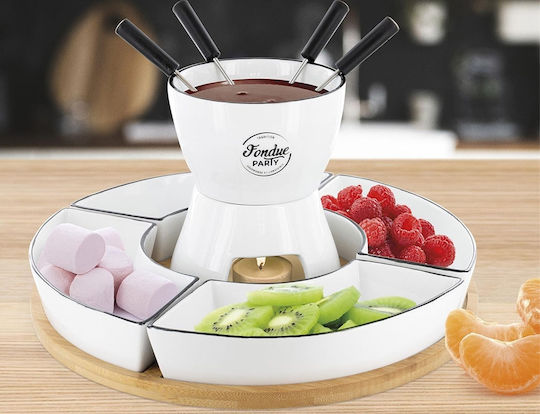 Cook Concept Porcelain Fondue Pot with Tea Light White 30x19x30cm