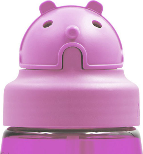 Laken Kids Water Bottle Unicorn Plastic with Straw Pink 450ml