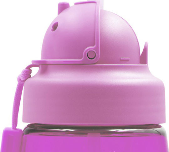 Laken Kids Water Bottle Unicorn Plastic with Straw Pink 450ml