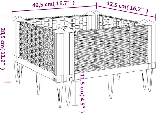 vidaXL Ζαρντινιέρα Πλαστική Αν.γκρι 42.5x42.5x28.5εκ.