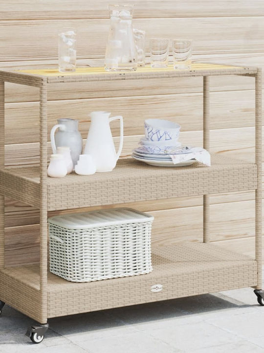 vidaXL Wooden Kitchen Trolley 3 Tiers Beige 101x40x100cm