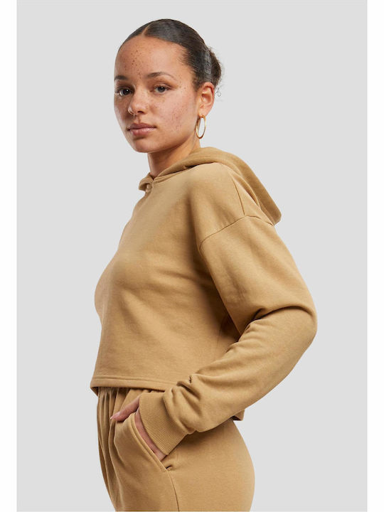 Gekürzt Damen Sweatshirt Kapuzen Unionbeige