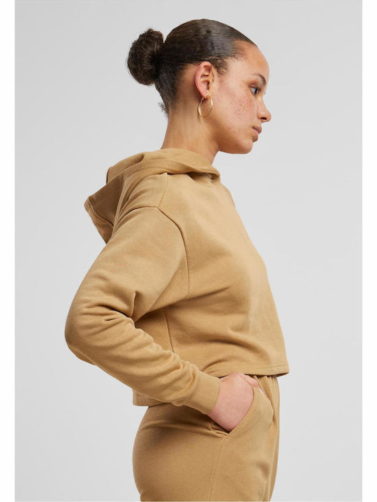 Gekürzt Damen Sweatshirt Kapuzen Unionbeige