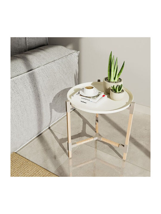 Round Side Table Beige L46xW46xH53cm