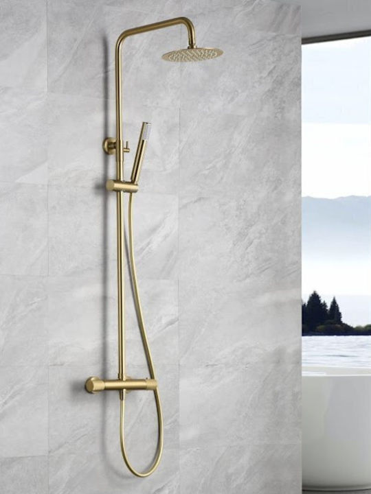 Imex Line Coloană De Duș Reglabilă Cu Mixer De Cadă 115-165cm Aurie