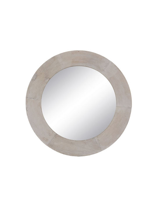 BigBuy Wall Mirror with White Glass Frame Diameter 61cm 1pcs