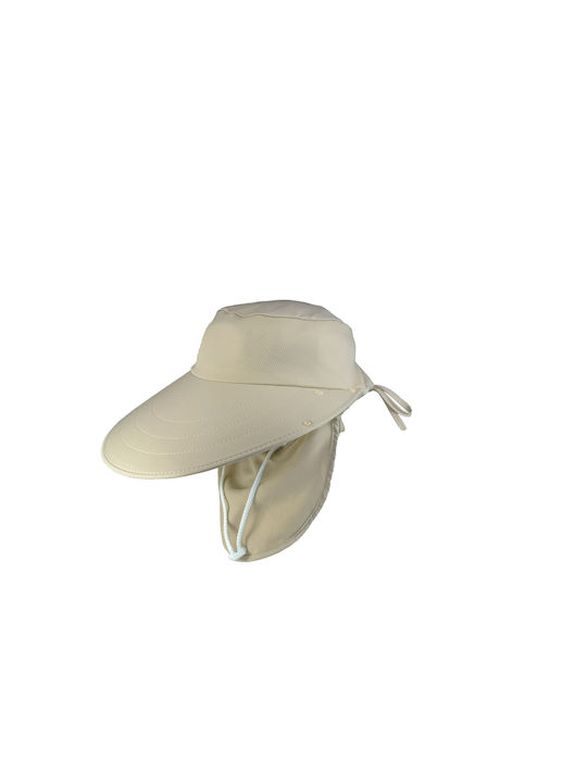 Καπέλο Γυναικείο Υφασμάτινο με Κάλυμμα Αυχένα, Προστασία Προσώπου Εκρού