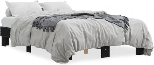 Bed Base Semi-Double made of Wood Black 120x190cm.